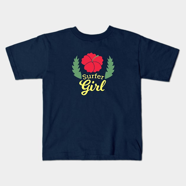 Surfer Girl Kids T-Shirt by pensailsdesigns